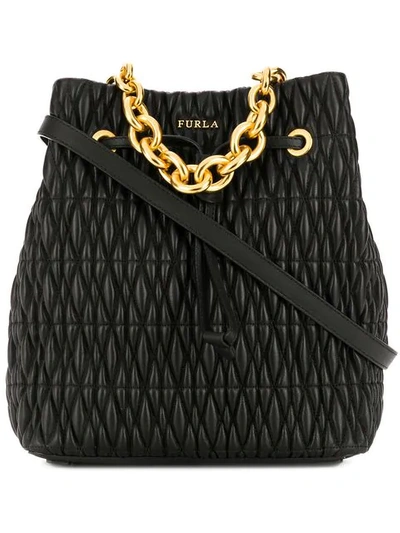 Shop Furla Stacy Cometa Bucket Bag In Black