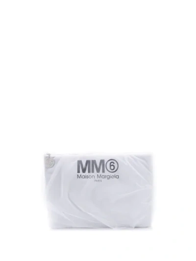Shop Mm6 Maison Margiela Clutch Mit Logo-print In T1003 White