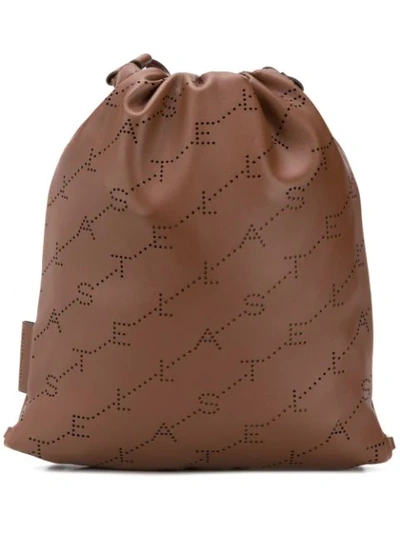 Shop Stella Mccartney Monogram Mini Backpack In Brown