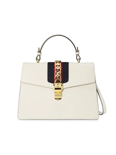 Shop Gucci Sylvie Tote Bag In White