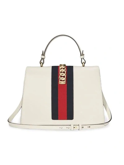 Shop Gucci Sylvie Tote Bag In White