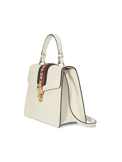 Shop Gucci Sylvie Tote Bag In White