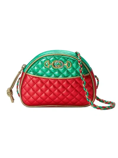 Shop Gucci Red And Green Laminated Leather Mini Bag