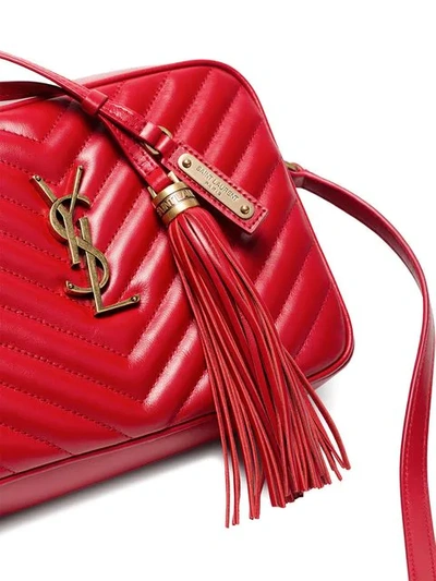 Shop Saint Laurent Red Lou Quilted Leather Cross-body Bag