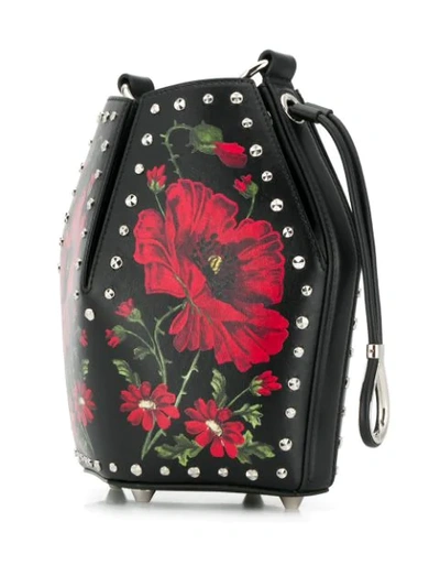 Shop Alexander Mcqueen Floral Print Bucket Bag In Black