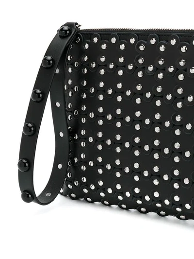 Shop Red Valentino Red(v) Studded Zipped Clutch In Black