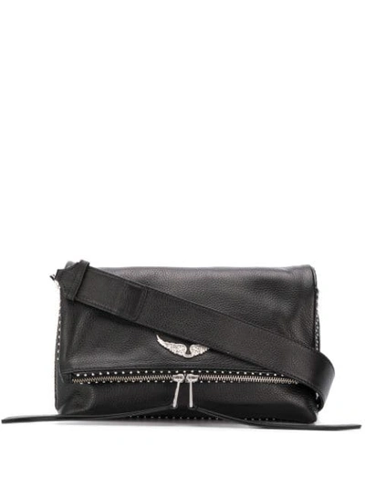 Shop Zadig & Voltaire Rocky Foldover Crossbody Bag In Black