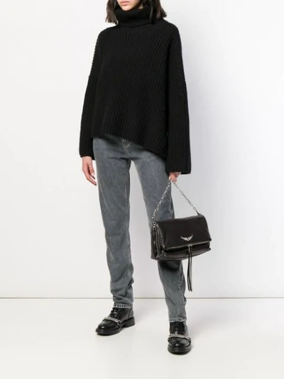 Shop Zadig & Voltaire Rocky Foldover Crossbody Bag In Black