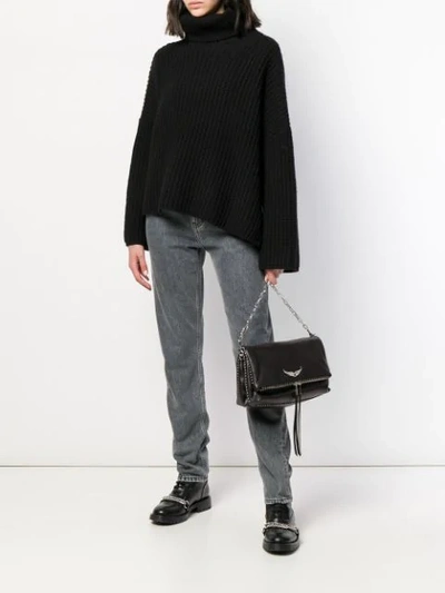 Zadig & Voltaire Rocky Foldover Crossbody Bag In Black