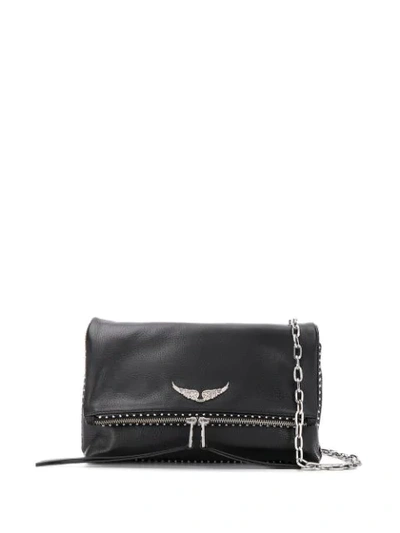 Zadig & Voltaire Rocky Foldover Crossbody Bag In Black