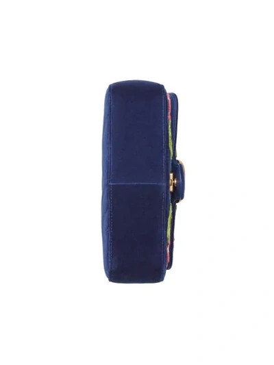 Shop Gucci Gg Marmont Velvet Small Shoulder Bag In 4567 Blue
