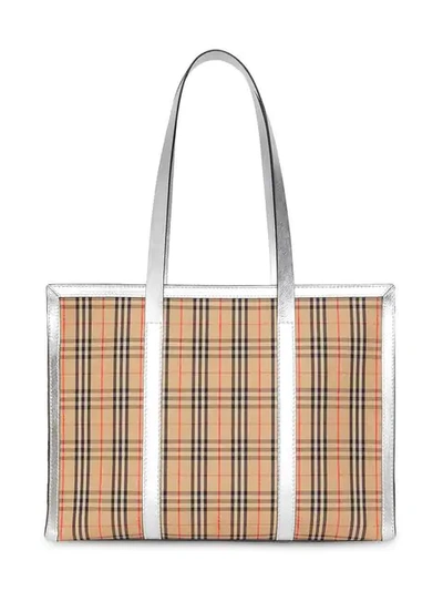 Shop Burberry The 1983 Check Link Tote Bag In Neutrals