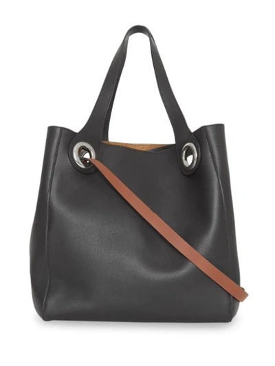 Burberry The Medium Leather Grommet Detail Tote In Black ModeSens