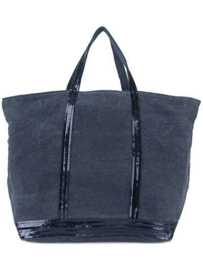 Shop Vanessa Bruno Sequin Trim Tote Bag In Blue