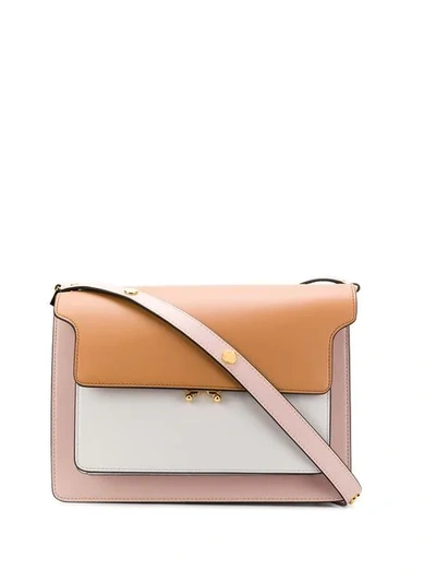 Shop Marni Colour Block Shoulder Bag In Pink