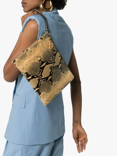 Shop Marni Snakeskin Effect Clutch Bag In Neutrals