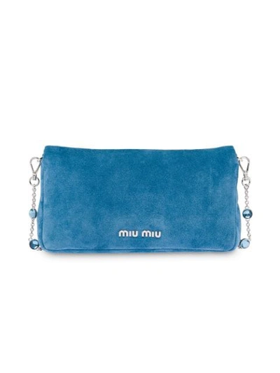 Shop Miu Miu Miu Crystal Bag In Blue