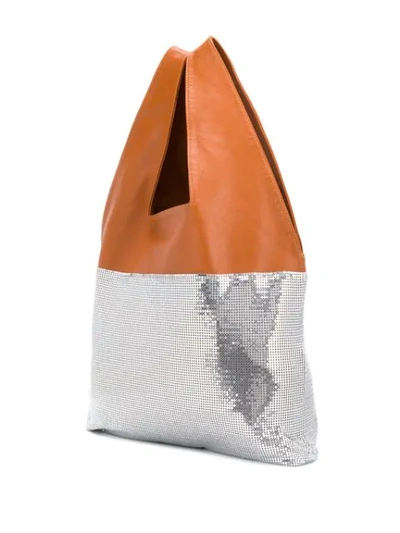 Shop Rabanne Mesh Embellished Shoulder Bag In Brown