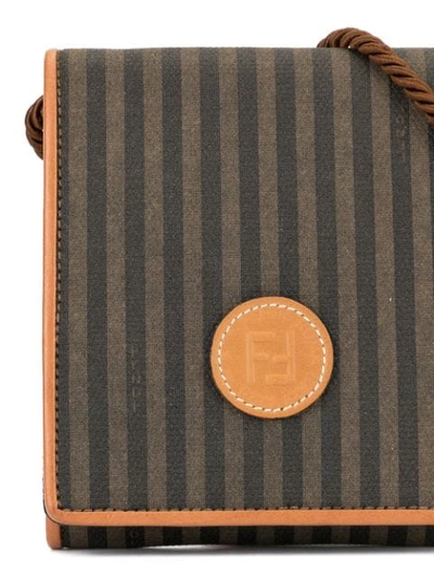 Pre-owned Fendi Pequin Pattern Crossbody Bag In Brown