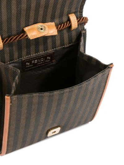 Pre-owned Fendi Pequin Pattern Crossbody Bag In Brown
