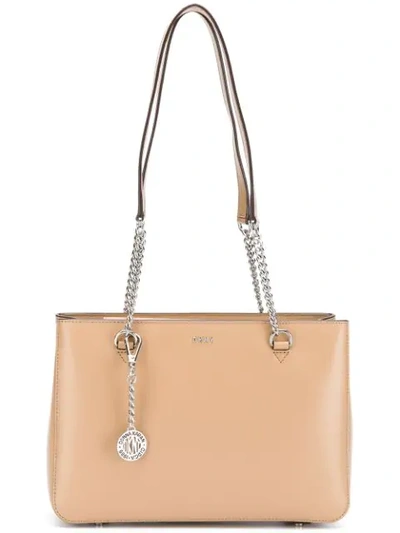 Shop Dkny Logo Shoulder Bag In Neutrals