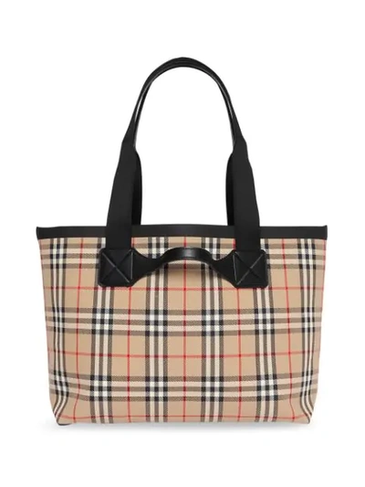 BURBERRY MEDIUM VINTAGE CHECK AUSTEN TOTE - 大地色