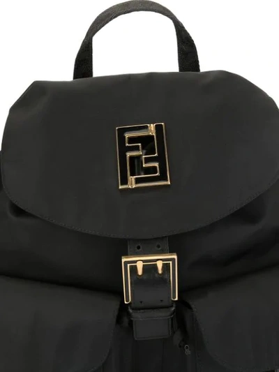 Pre-owned Fendi Ff Logo Backpack In Black