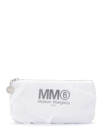 Shop Mm6 Maison Margiela Logo Clutch Bag In White