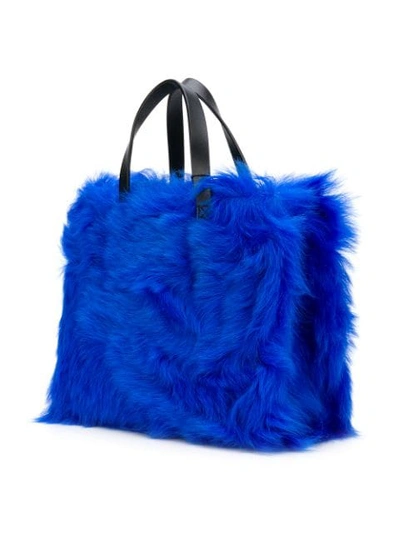 Shop Marc Jacobs The Fur Mini Grind Tote In Blue