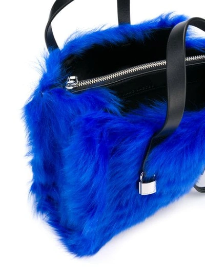 Shop Marc Jacobs The Fur Mini Grind Tote In Blue