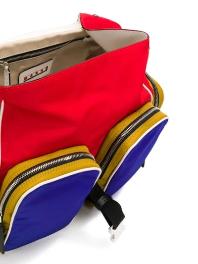 Shop Marni Multi Zipped Pocket Backpack - Blue