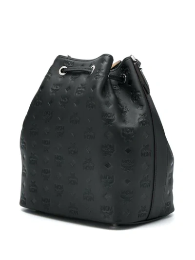 Shop Mcm Essential Drawstring Bucket Bag In Bk Black