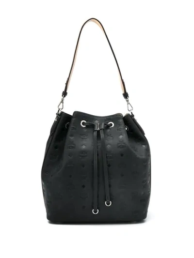 Shop Mcm Essential Drawstring Bucket Bag In Bk Black
