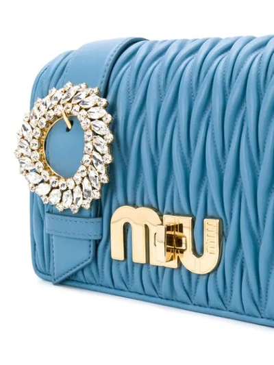 Shop Miu Miu My Miu Shoulder Bag In Blue