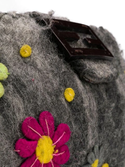 Shop Fendi Vintage 2000's Flower Patches Bag - Grey