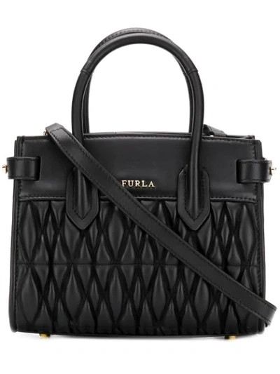 Shop Furla Small Pin Cometa Bag In Black