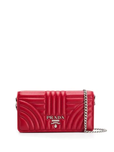 Shop Prada Diagramme Quilted Mini Bag In Red