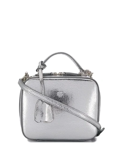 Shop Mark Cross Baby Laura Crossbody Bag In Silver