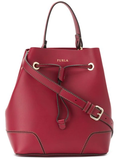 Shop Furla Stacy Drawstring Tote - Red