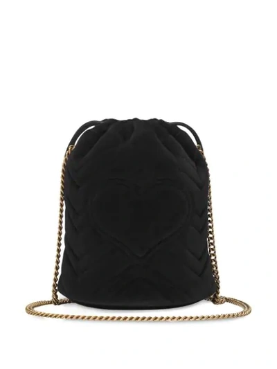 Shop Gucci Gg Marmont Bucket Bag In 1000 Nero