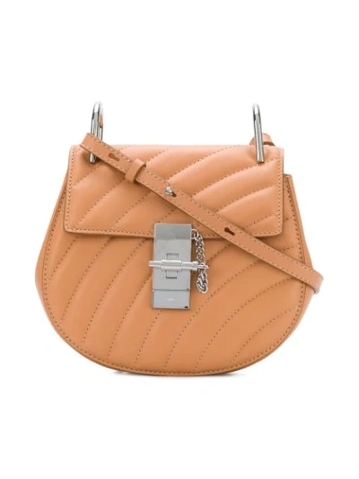 Shop Chloé Drew Quilted Mini Shoulderbag In Neutrals