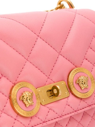 Shop Versace Quilted Shoulder Bag In Pink