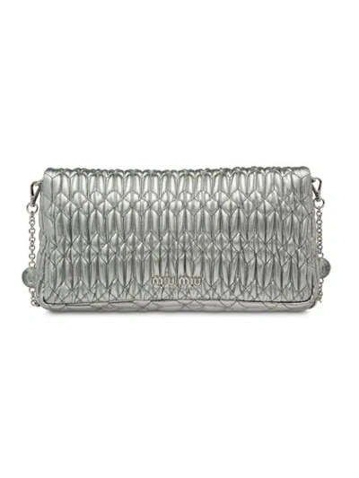 Shop Miu Miu Iconic Crystal Crossbody Bag In Silver