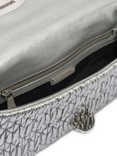 Shop Miu Miu Iconic Crystal Crossbody Bag In Silver
