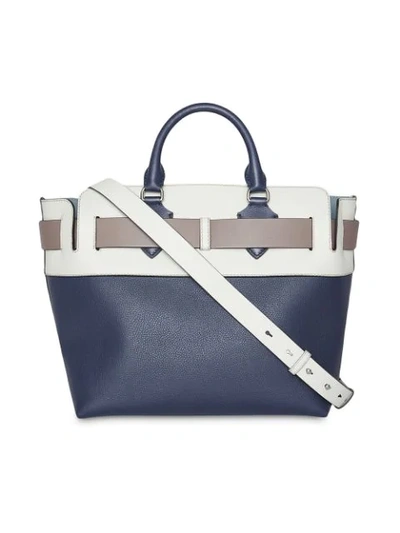 Shop Burberry The Medium Tri-tone Leather Belt Bag In Rgncy Blue/chlk Whte