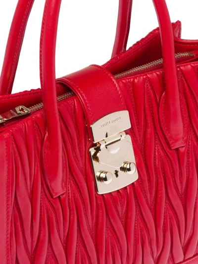 Shop Miu Miu Miu Confidential Nappa Matelassé Handbag In Red