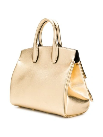 Shop Ferragamo Studio Tote Bag In Gold