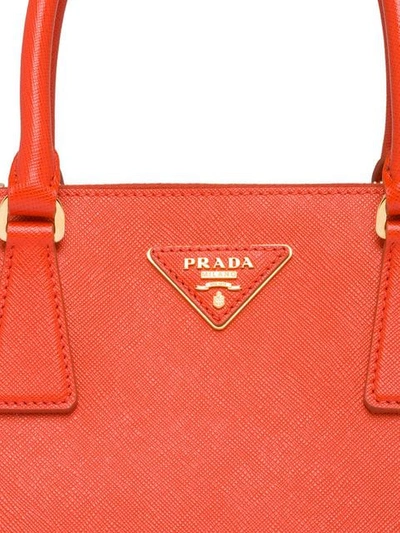 Shop Prada Medium Galleria Leather Tote Bag In Orange