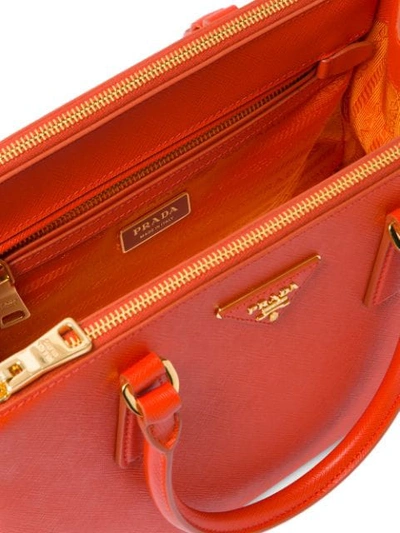 Shop Prada Medium Galleria Leather Tote Bag In Orange