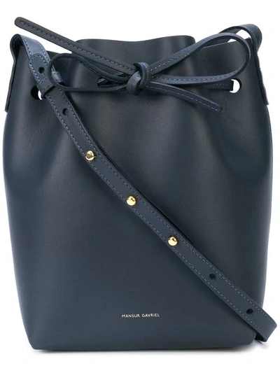 Shop Mansur Gavriel Mini Bucket Bag In Blue